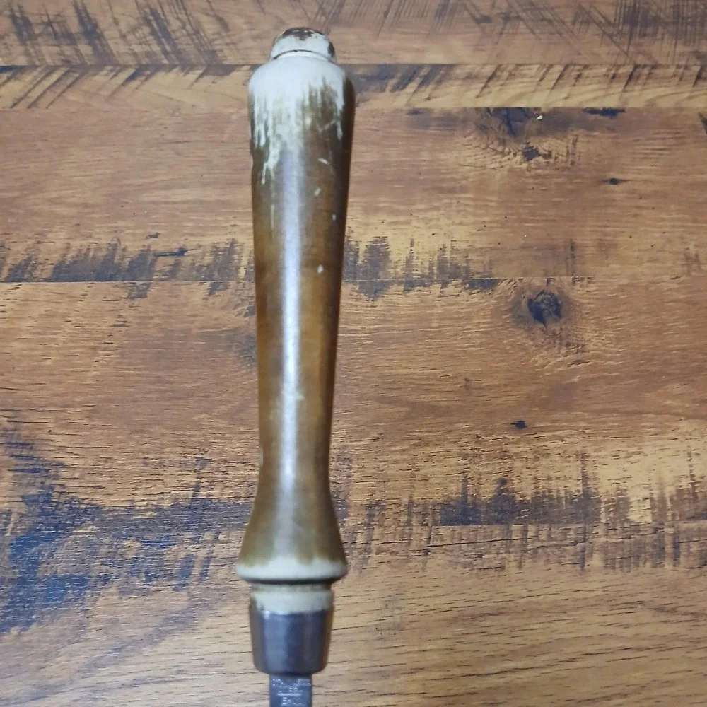 Vintage Ekco Wide Slotted Large‎ Spatula Flipper Meat Chicken Lifter Chrome Wood